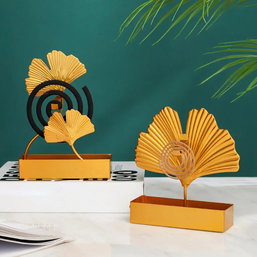 Metal Holder Decoration Desktop Ginkgo Leaf Reel Burner Statue Burning Bracket Home