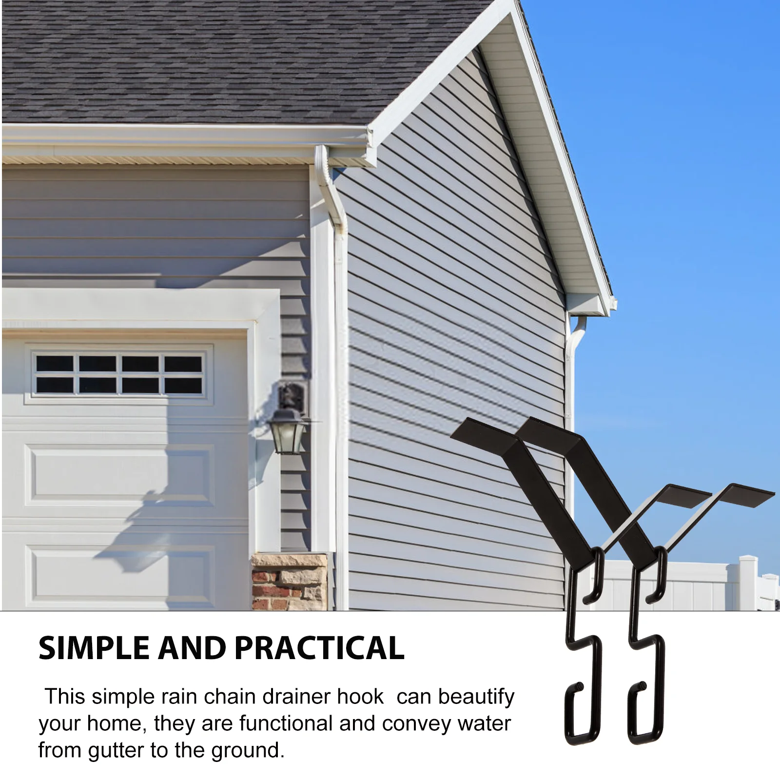 

2 Set Hanging Hooks for outside Rain Chain Install Decorative Cups Installation