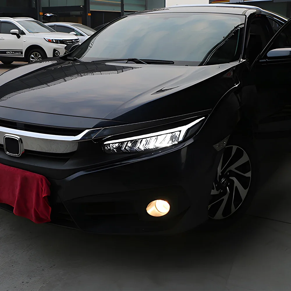 

Автомобильные фары для Civic X 10th 2016-2021, светодиодные автомобильные фары в сборе, обновление в стиле крыла дракона, мигающий сигнал, аксессуары для передних фонарей