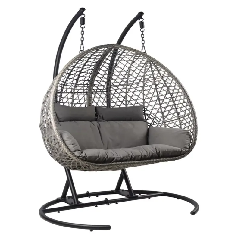 Double Seat Hanging Chair Terrace PE Rattan Double Hanging Basket PE Wicker Swing Chair Outdoor Garden Set