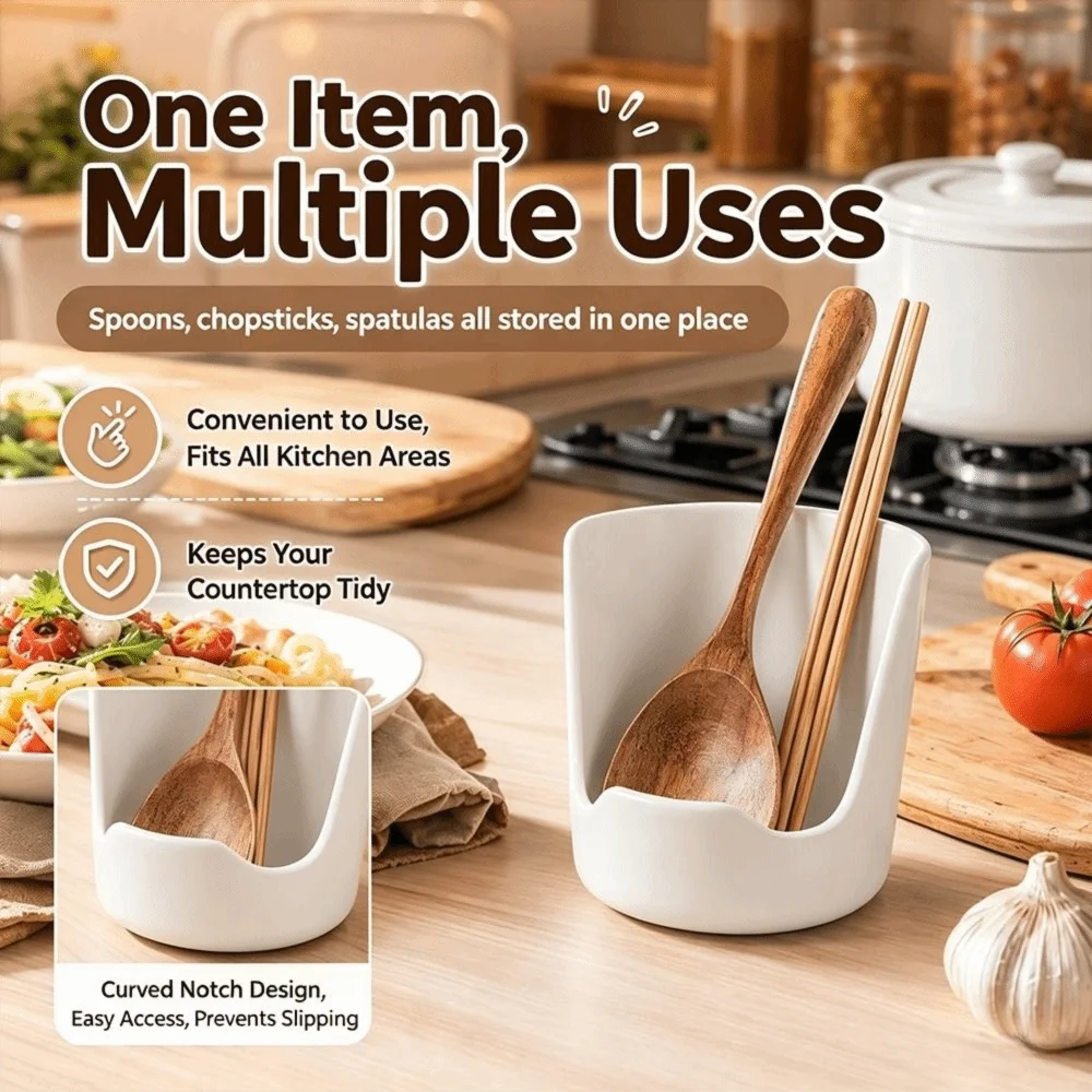 Non-Slip Pot Lid Holder Integrated Notches Stable Base Spoon Rest Heat Resistant Kitchen Utensil Holder Stovetop Side