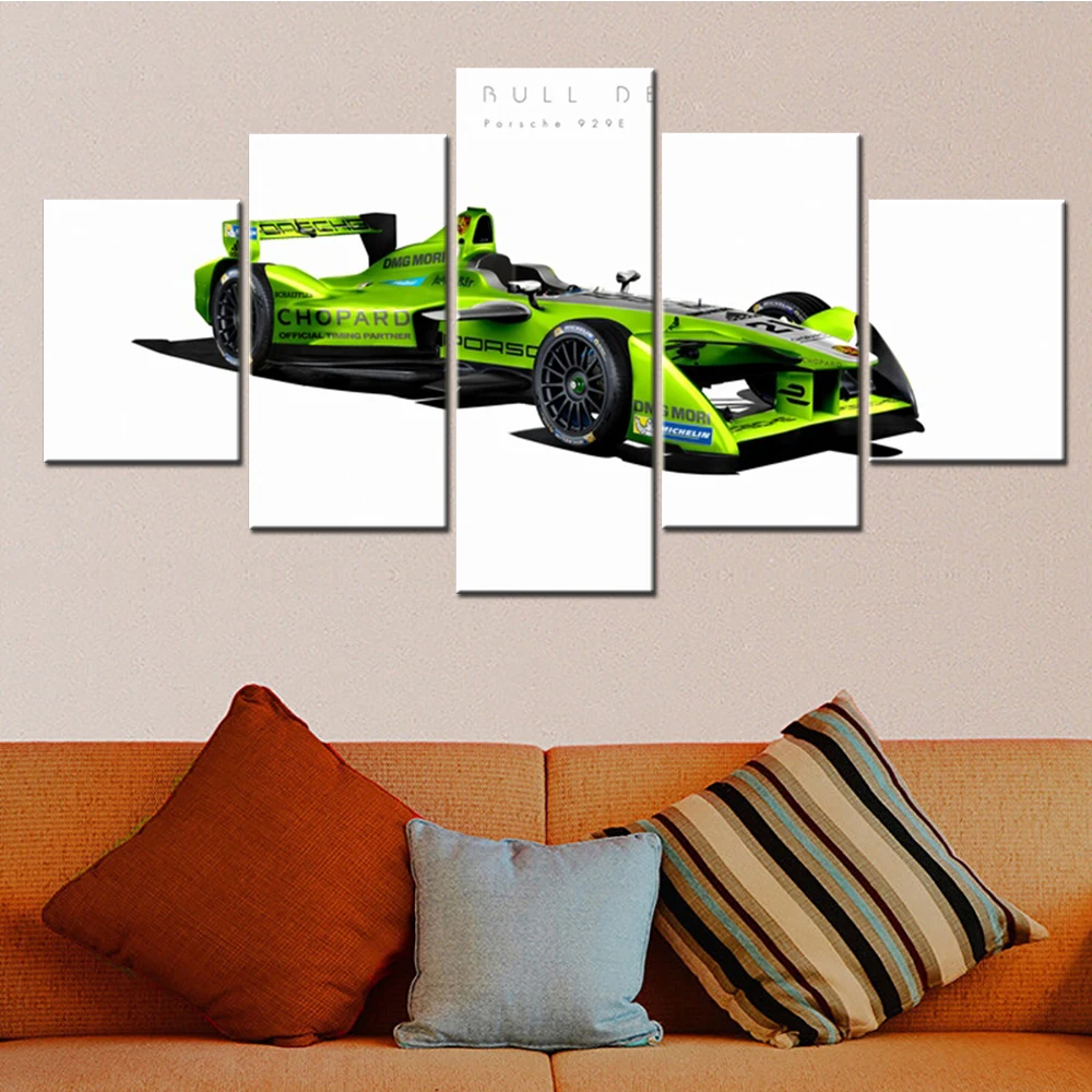 

Canvas Wall Art for Bedroom Formula 1 Poster Green Racing Car Modular Picture Print for Bedroom 5 Pieces F1 Wallpaper Artwork