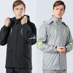 Rain Jacket Raincoat and Rain Pants Set Split Fashion Reflective Raincoat 1 Set Men's Motorcycle Takeaway Riding Raincoat