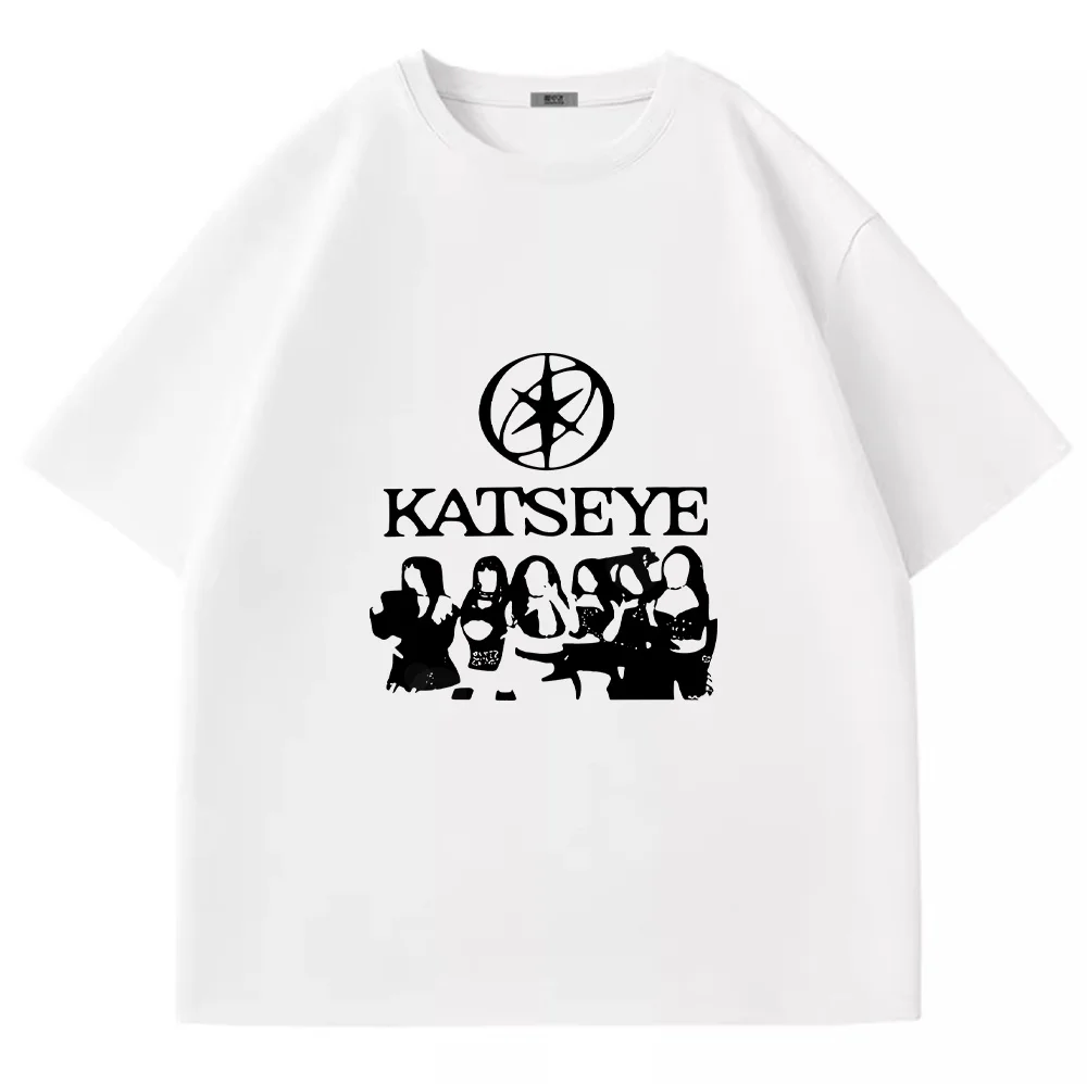 

KATSEYE E58 Print Family Matching T-Shirts Casual Short Sleeve Crewneck Tops Soft Comfortable Couple Tees for Daily Wear