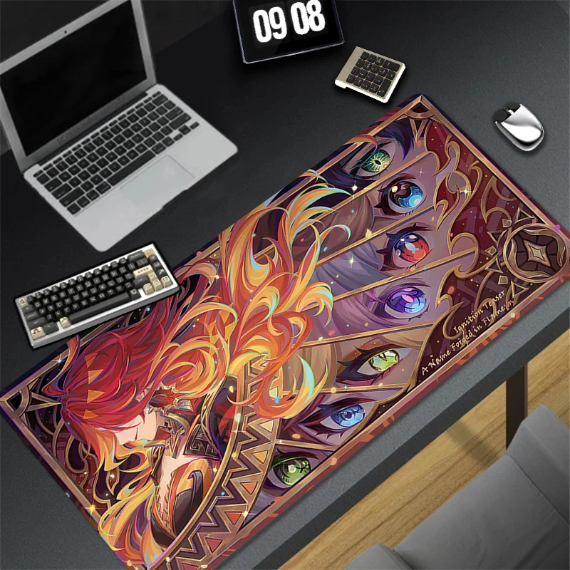 Mavuika Genshin Impact Flame Mouse Pad Laptop Anime Sexy Girl Mousepad Gaming Keyboard Rug PC Gamer Cabinet Mousepad XL Desk Mat