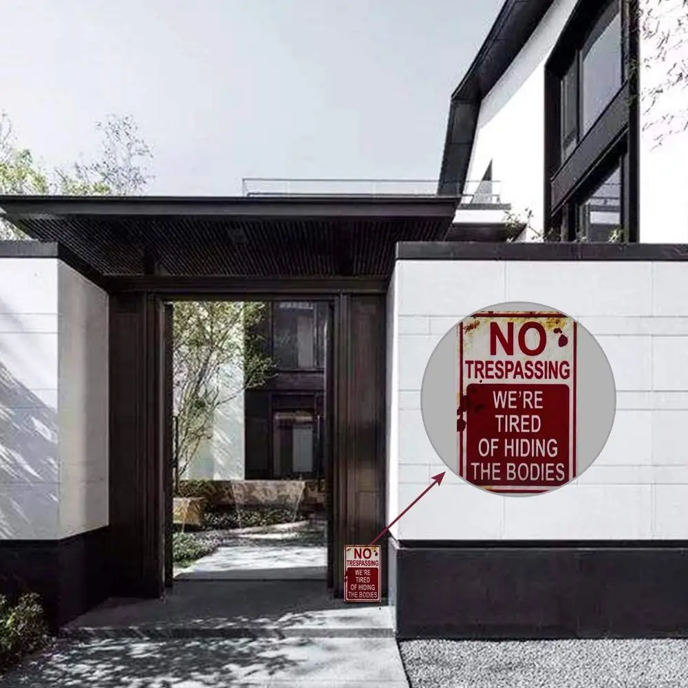 علامات الهالوين لتزيين الهالوين، علامات ريترو عصرية أنيقة ومضحكة من القصدير المعدني بدون ممارسة التعدي على الإجهاد، نحن متعب من إخفاء الهيئات. #6