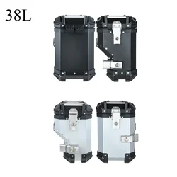 2Pcs Aluminum Motorcycle Side Box Motorbike Side Saddle Bags Luggage Case Saddlebags Storage Trunk Key Lock Toolbox Black/Silver