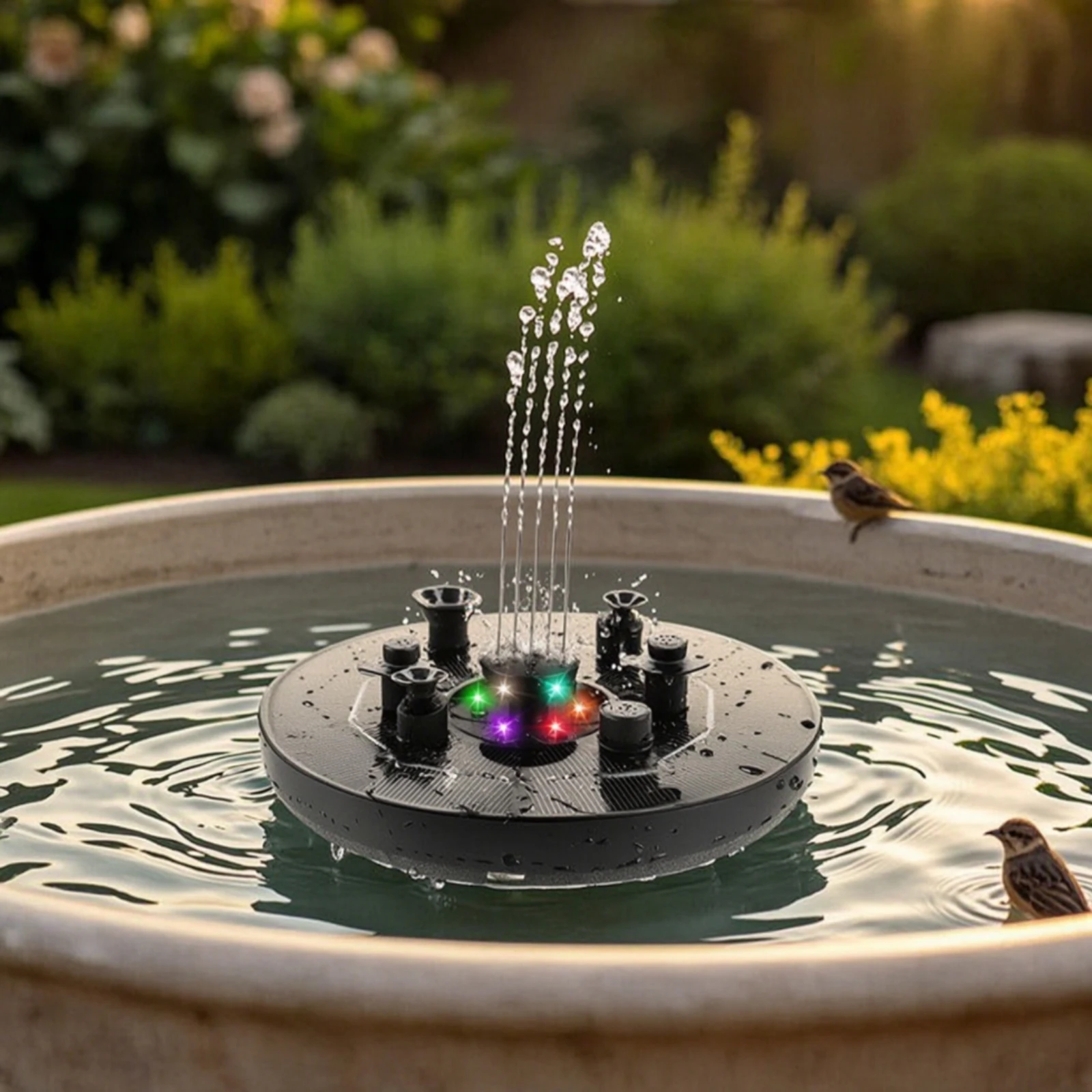 Solar Fountain with LED Lights - đánh giá và giá Bonsai Garden Fountain