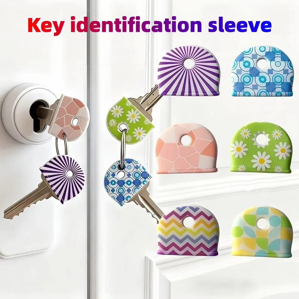 4/8pcs key recognizer/round flowers/patterns/key caps/non-slip key case/key cover/key management/household key accessories