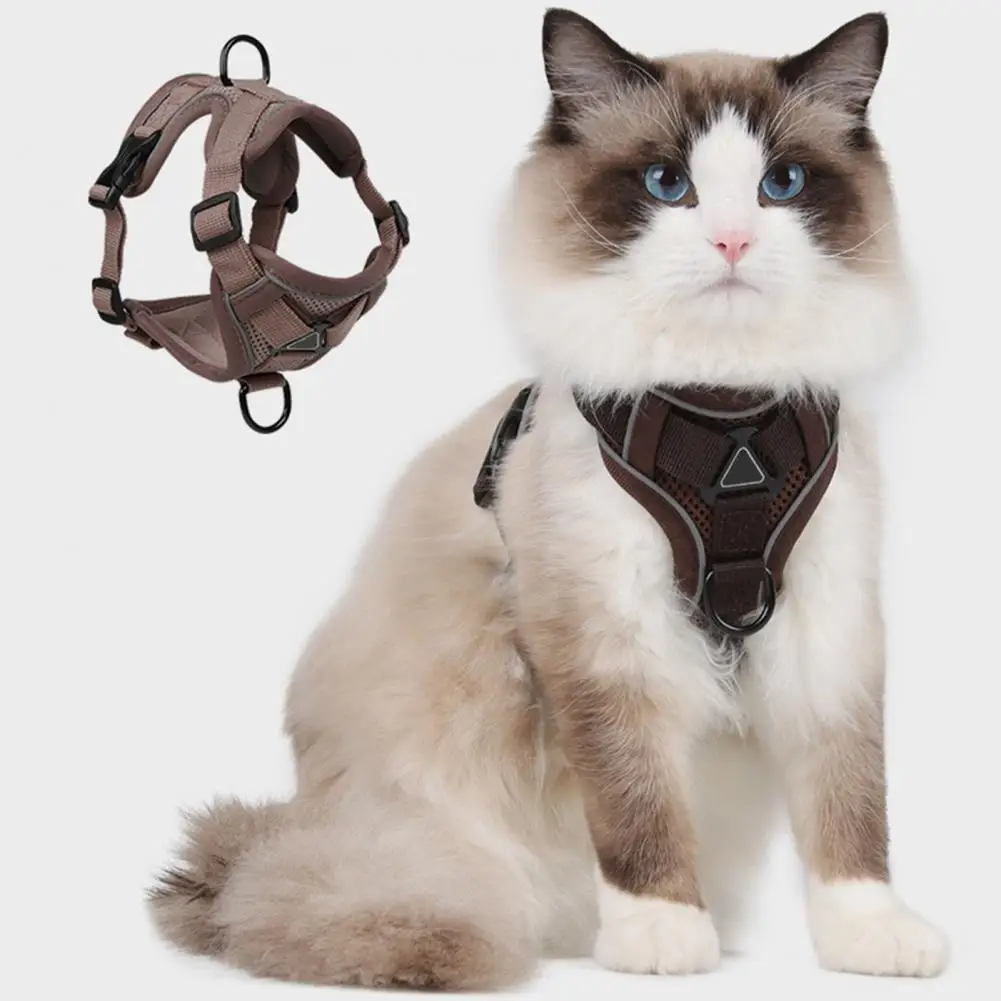 

Double Hook Loop Cat Leash Elastic Pet Harness Escape Proof Cat Harness Leash Set Reflective Strips Adjustable Vest for Walking