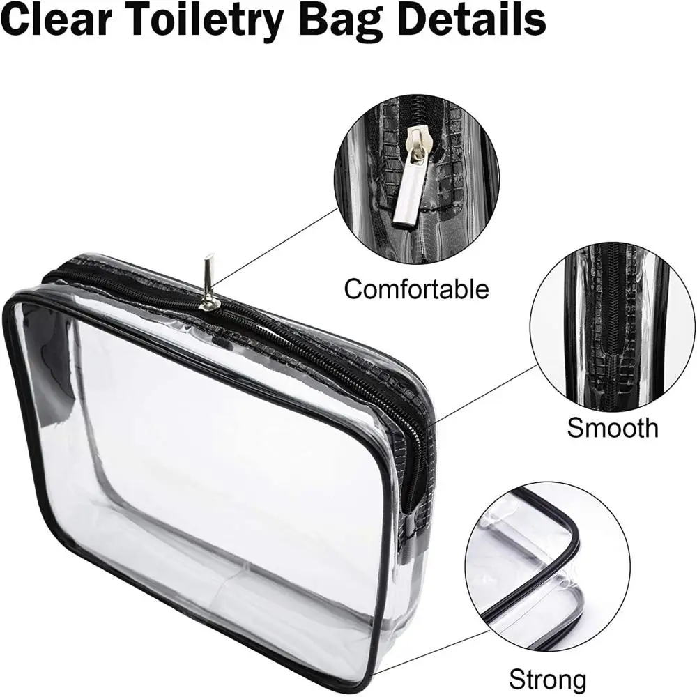 Women PVC Waterproof Zipper Cosmetic Bags Transparent Makeup Case Toiletry Bag