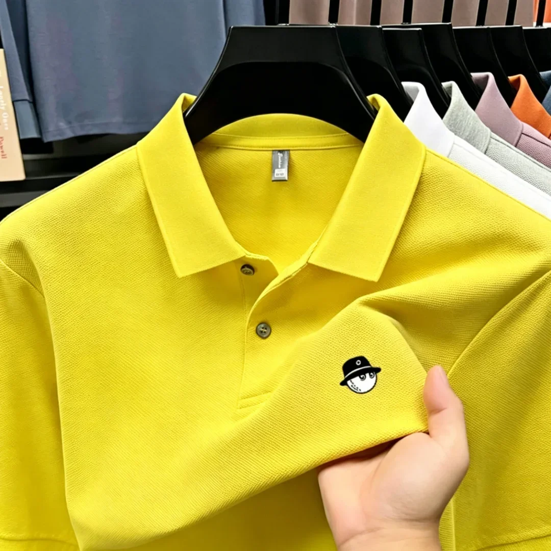 Herren Sommer Kurzarm Golf Poloshirt mit Kragen, einfarbig, atmungsaktiv, für Büro, Sport, Freizeit, hochwertige Herrenbekleidung – Detail 14