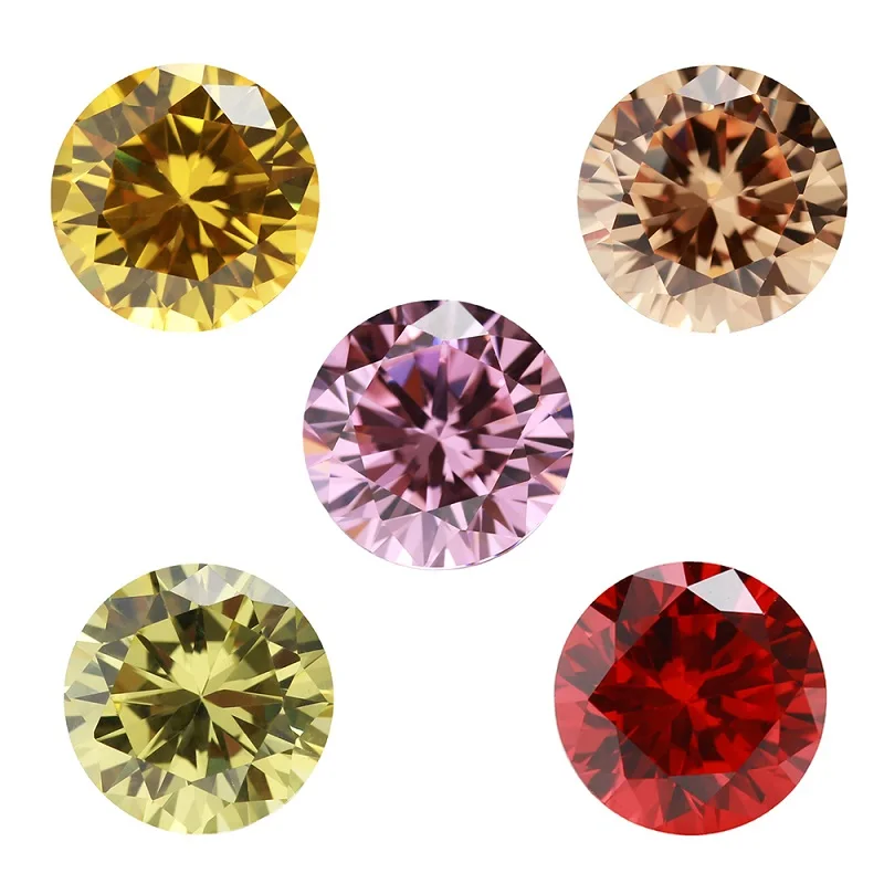 4mm~10mm Round Cut Cubic Zirconia Tanzanite Violet Deep Sea Blue Black Olive Green Mix 5 Color 5A Loose CZ Stones for Jewelry