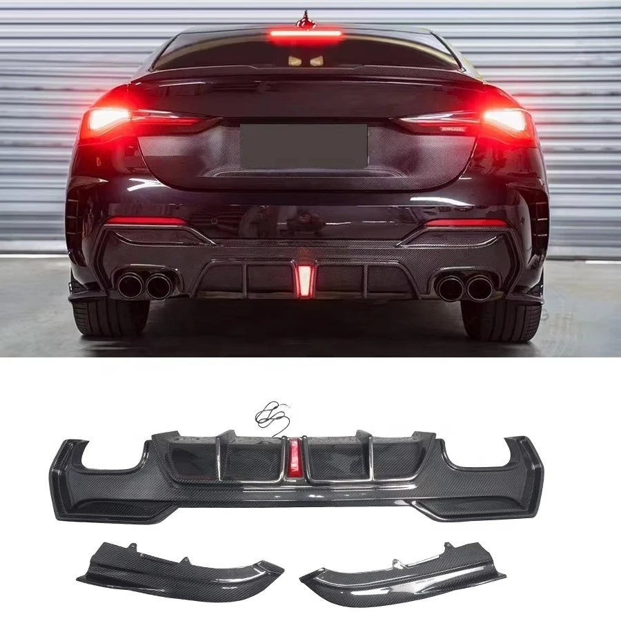 

TK Style Carbon Fiber Rear Bumper Lip for 4 Series G22 G23 2020-2024 Rear Diffuser With Light Splitter Spoiler Bodykit