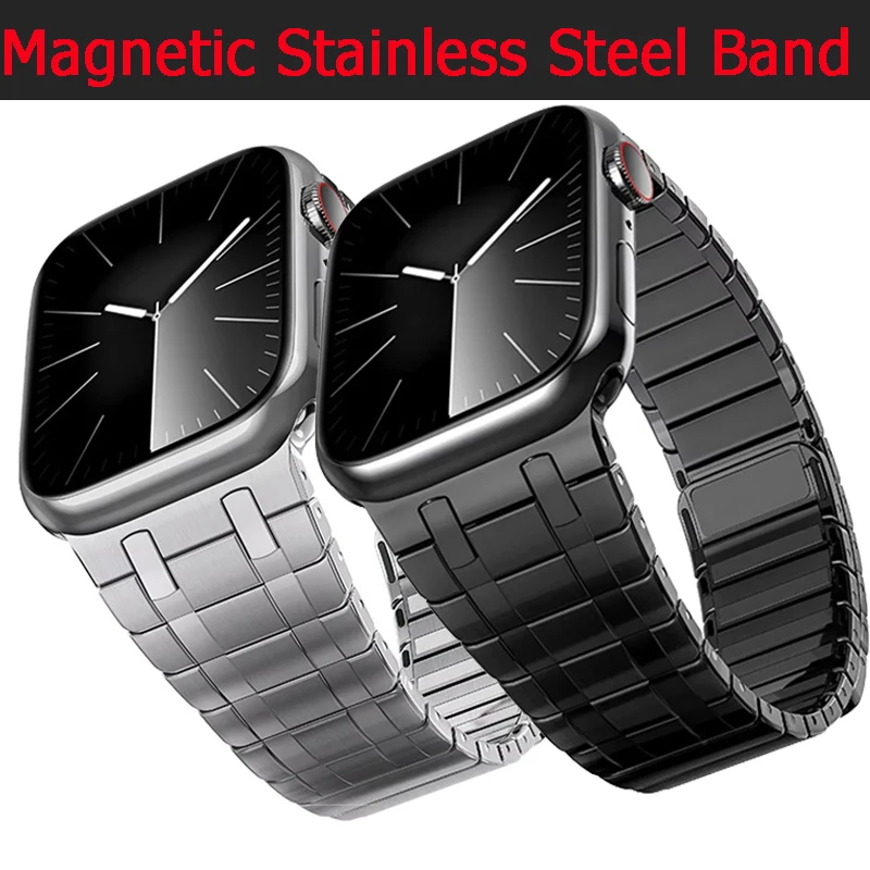 Ultra 2 49mm Magnetic Metal Link Strap For Apple Watch Series 9 10 46mm 42mm 38 40 41mm 45mm 44mm Stainless Steel Bracelet Band