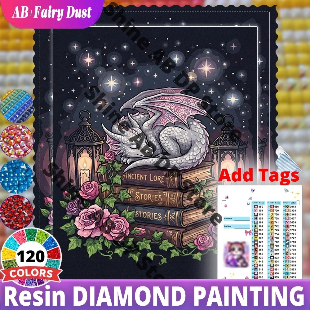120 color Resin gothic angel roses Religious AB Fairy Dust Diamond Painting Kit Full Square Round Mosaic Home Decor