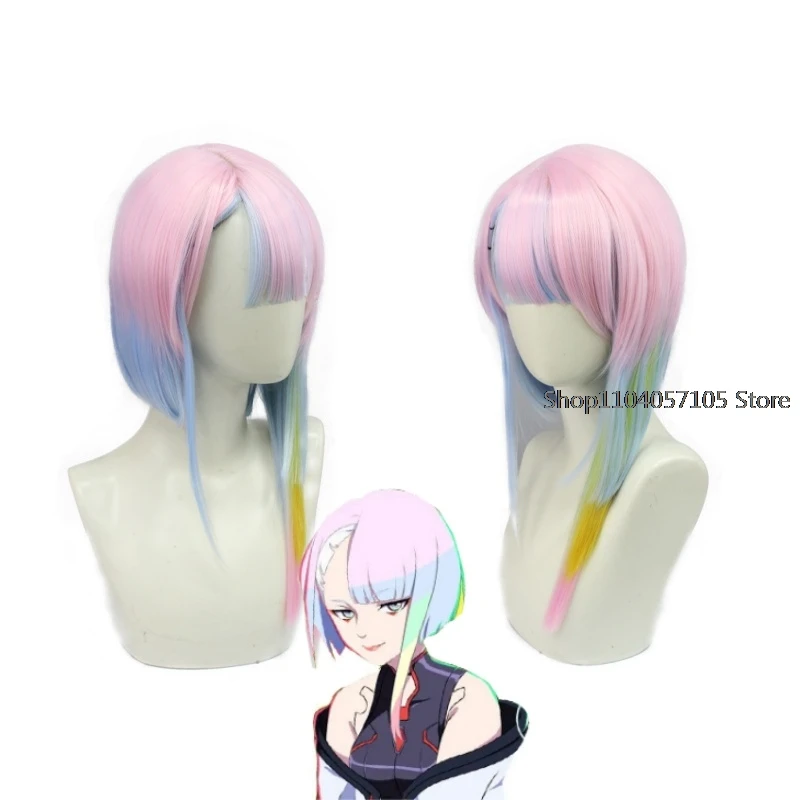 

Lucy Cosplay Wig Anime Edgerunners Cosplay Lucyna Kushinada Multicolor Gradient Heat Resistant Hair Wigs + WigCap