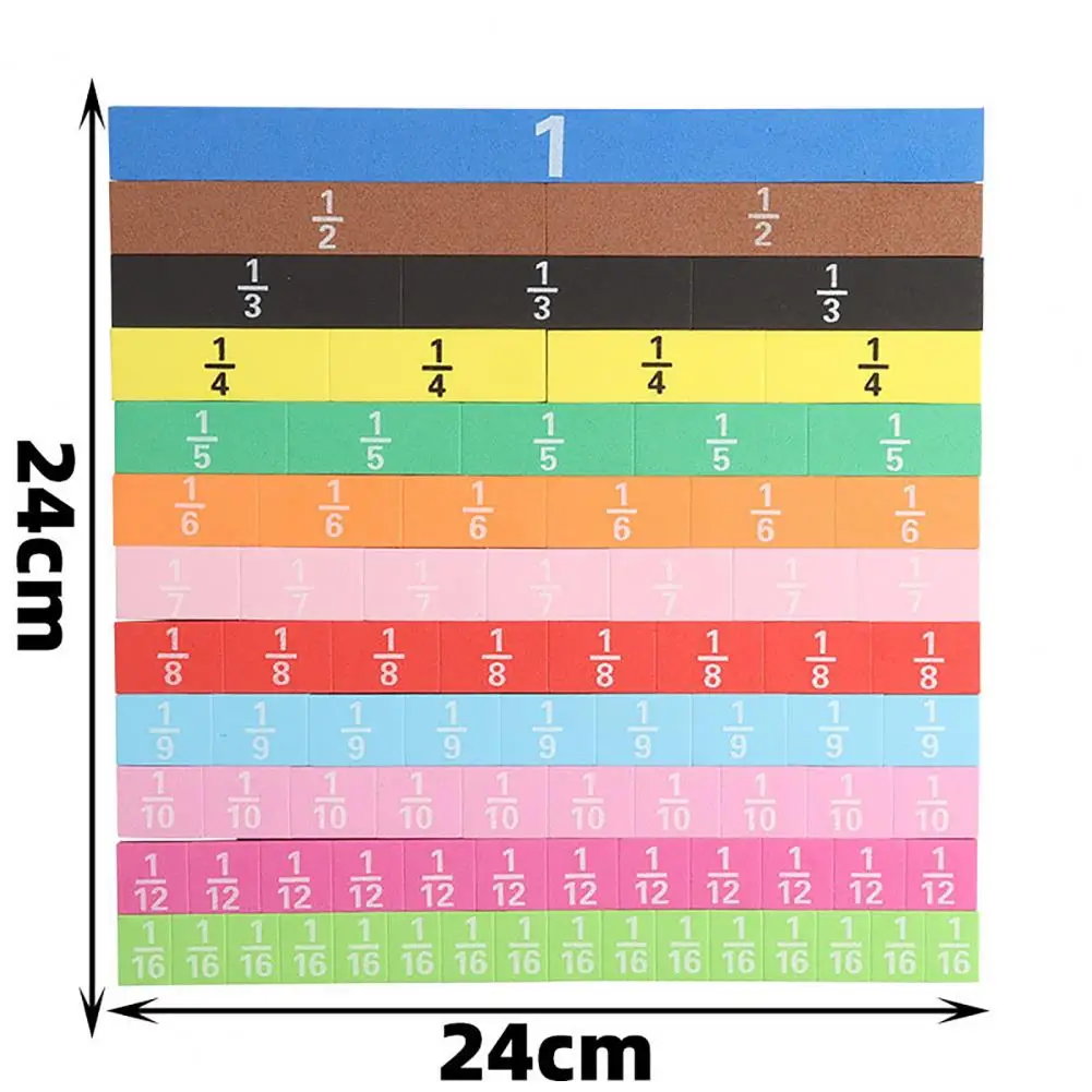 23/24cm Magnetic Fraction Tiles Math Manipulatives Learning Rainbow Fraction Blocks Elementary School Educational Kit For Kids