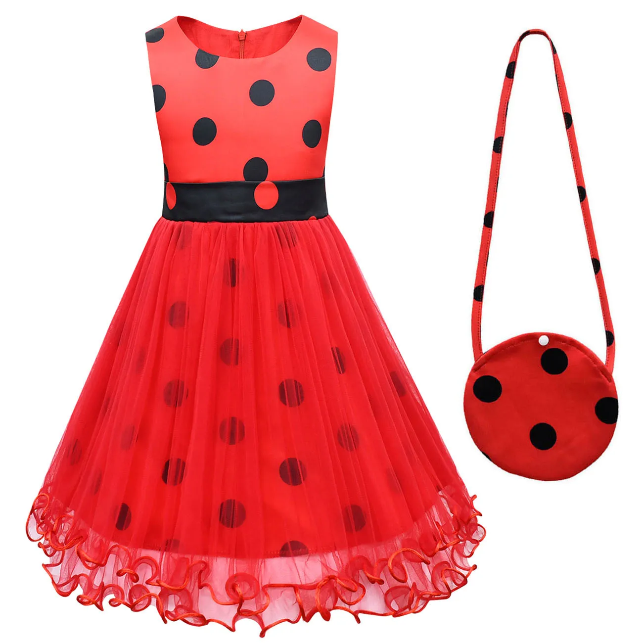 New 2024 Halloween Lady Girls bug Birthday Party Dress Toys Earrings Retro Costume Princess Clothes Birthday Party Kid Costume