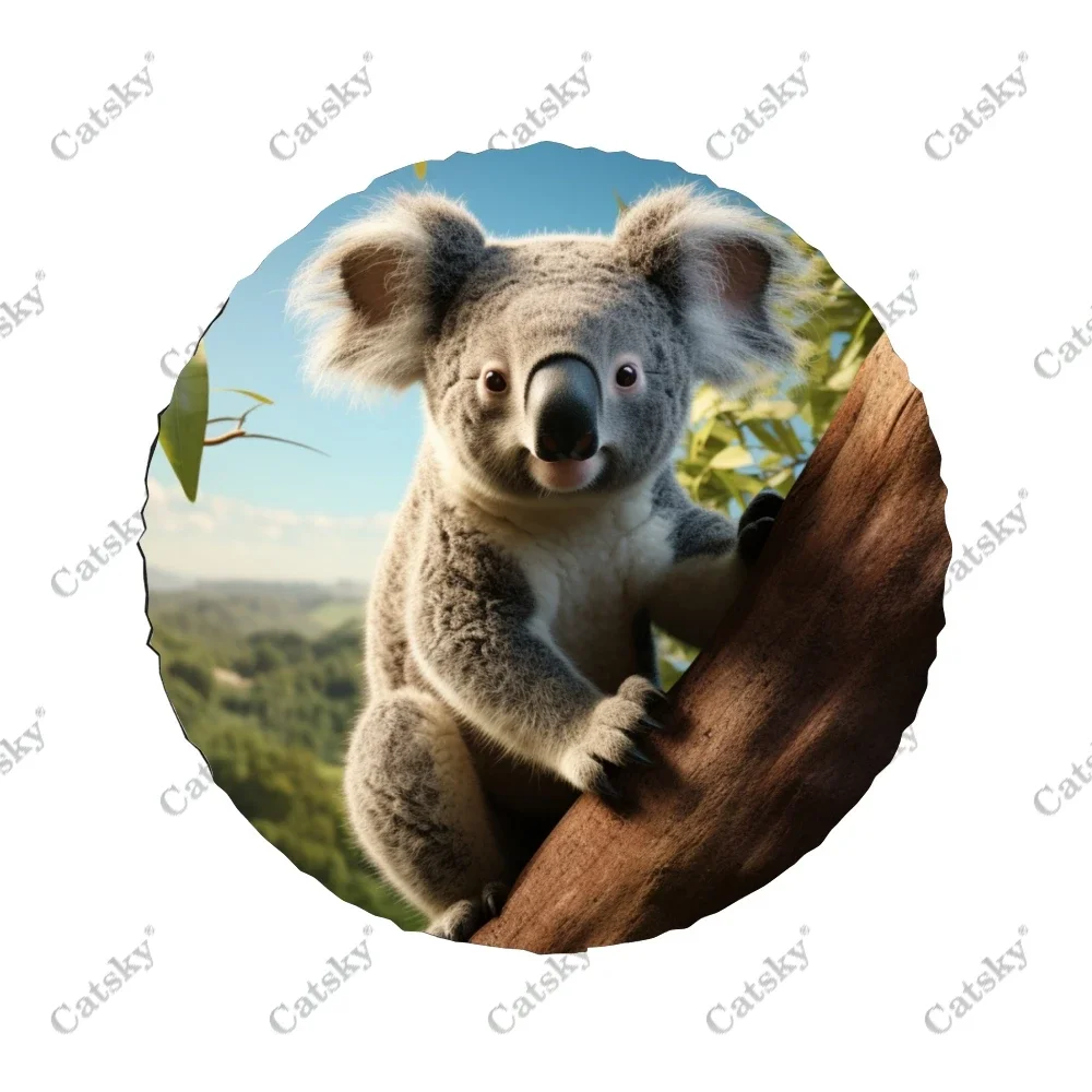 Koala On Tree Branch Polyester Universal Spare Wheel Tire Cover Custom Tire-Covers for Trailer RV SUV Truck Camper