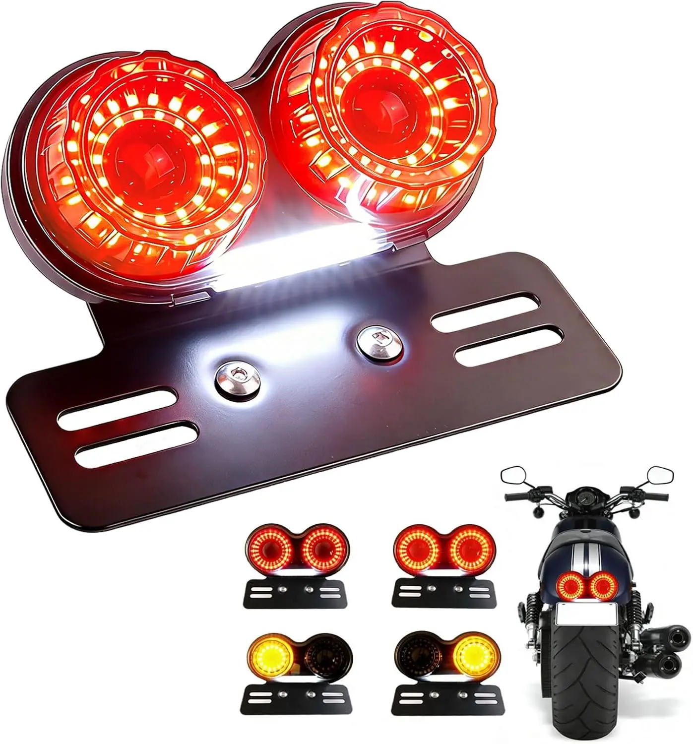 

LEDs Motorcycle Tail Light, Integrated Motorcycle Brake Stop Lamp for Night Mountain for Harly Motorbike Street Bike Cruiser