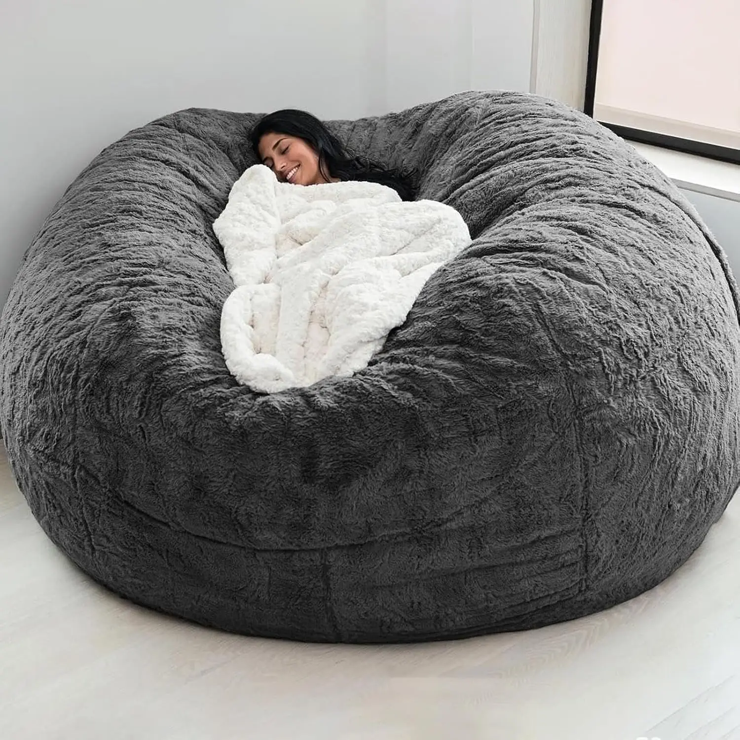 

Giant Bean Bag Chair for Adults, No Filler, Multiple Sizes & Colors, Machine Washable Covers (Dark Gray, 6FT)