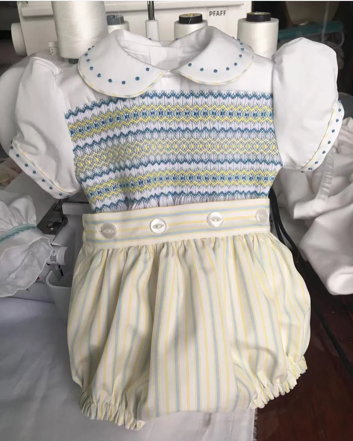 0-6Y Baby Boy Summer Short Sleeves Blue Yellow Smocked Outfit Suit for Party Birthday Holiday  A121