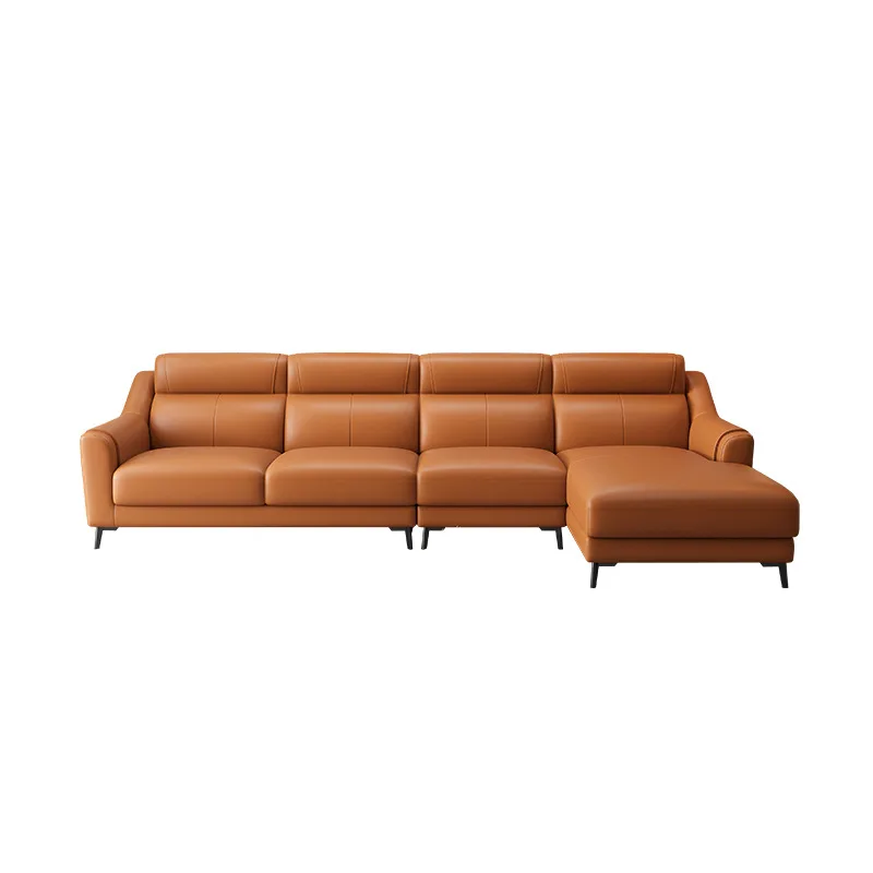 Leather sofa, first layer cowhide modern simple corner straight sofa