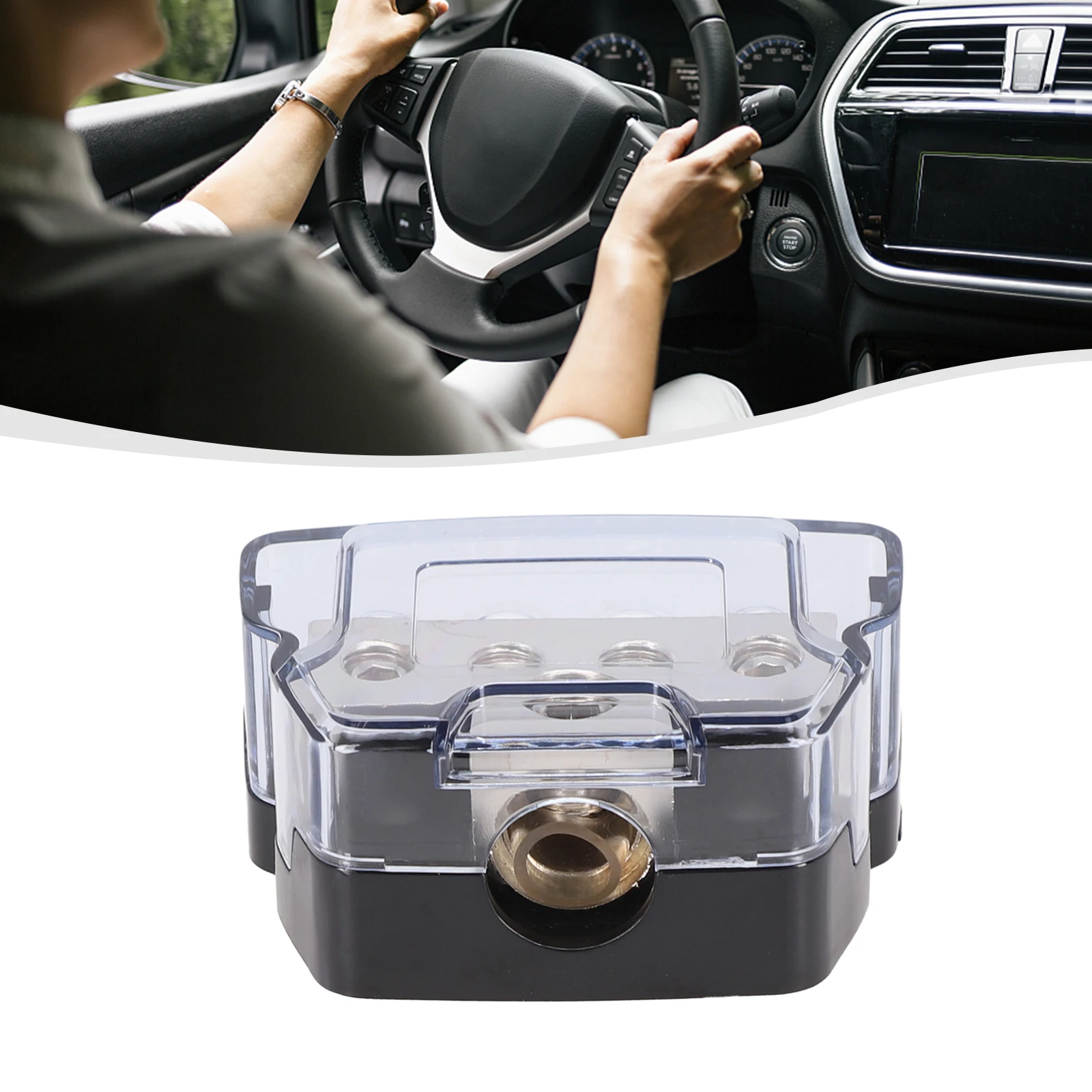 1PC高効率配電 - カーオーディオ用 - 0GA入力 + 4 x 4GA出力 ジャンクションボックス 砂ニッケル亜鉛合金、簡単設置