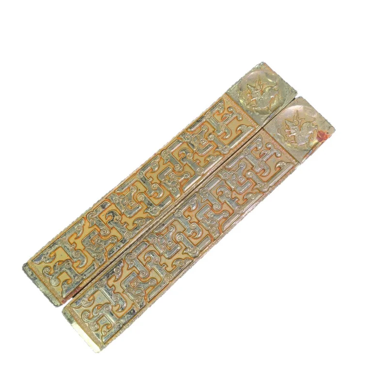 Antique Gold-Plated Four Treasures of the Study Yue Fei's Masterpiece Table and Ruler Pair Direct Sale