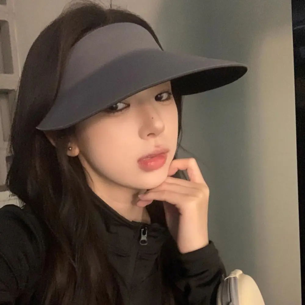 Fashion Breathable Traceless Sun Hat Foldable Large Brim Women Sun Hat Empty Top Korean Style Seamless Visor Cap Sunshade