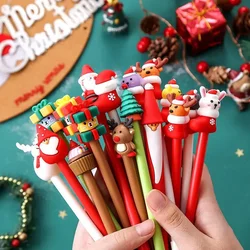 20Pcs Christmas Gel Pen Cute Christmas Tree Reindeer Santa Snowman Gift 0.5mm Black Pens School Office Stationary Random