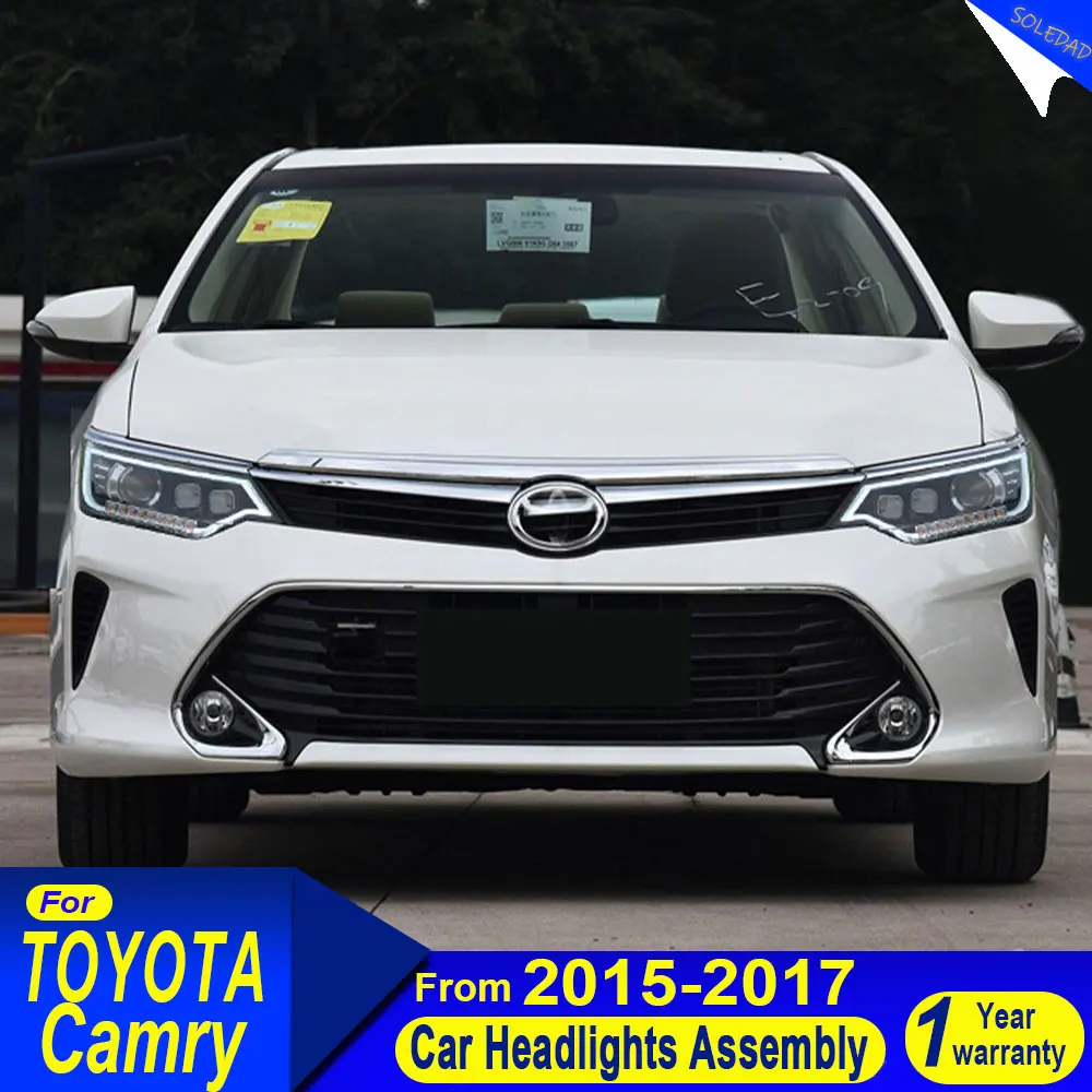 

Автомобильные фары для Toyota Camry, светодиодные фары 2015-2017, фары Camry DRL, указатель поворота, дальний свет, аксессуары «ангельские глазки»