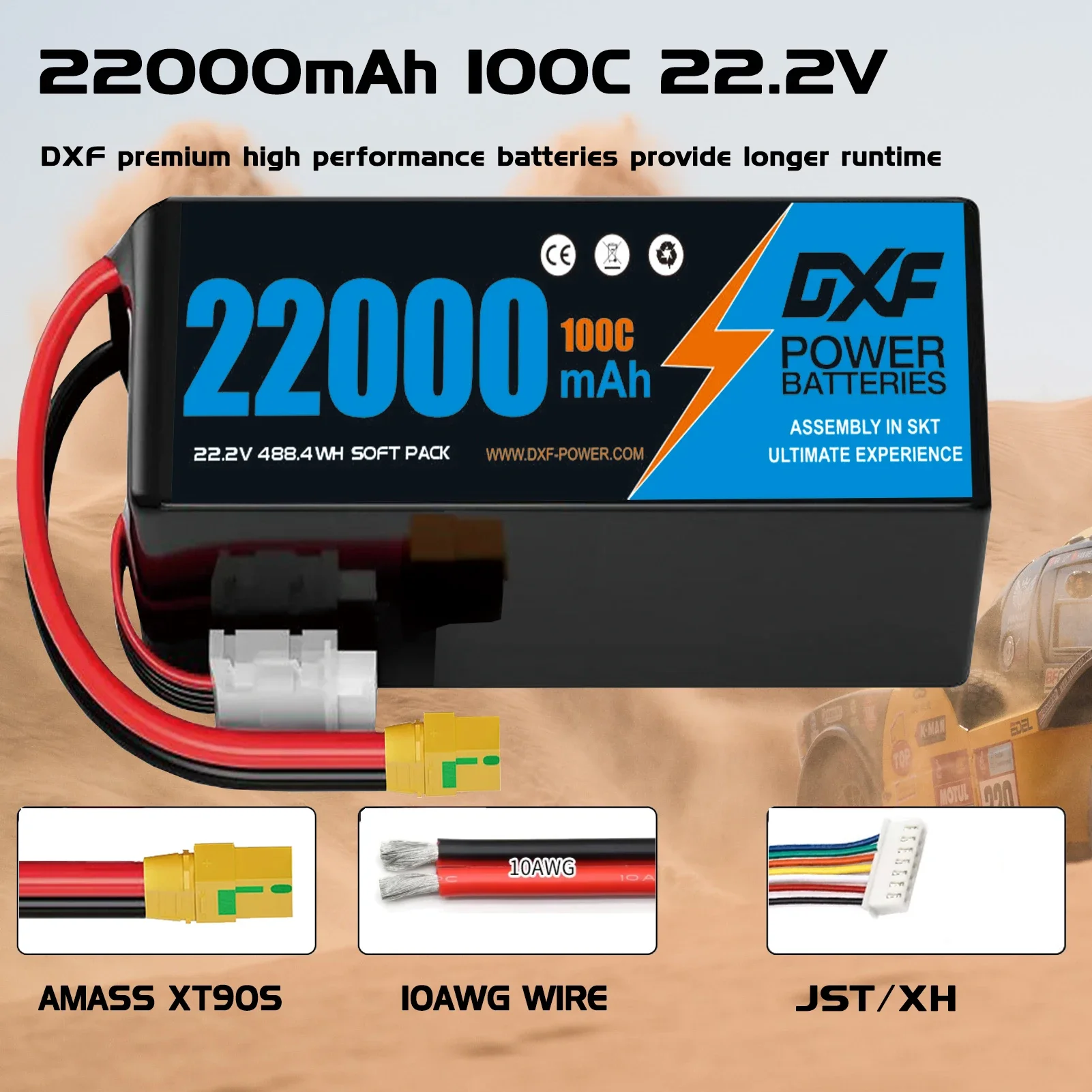 DXF 6S 22.2V 22000mAh يبو بطارية 4S 6500mAh 9200mAh مع XT90 EC5 ل RC هليكوبتر بدون طيار الطائرات بدون طيار FPV قارب خزان شاحنة سيارة