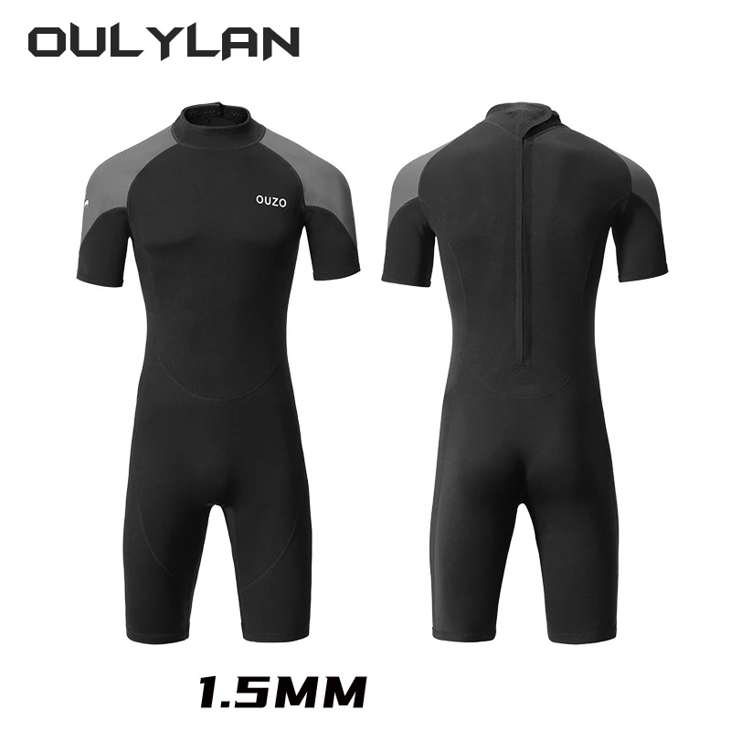 2024 1.5mm Neoprene Wetsuit Men Women Short Sleeve Scuba Diving Suit Snorkeling Spearfishing Swimsuit Surfing One Piece Set