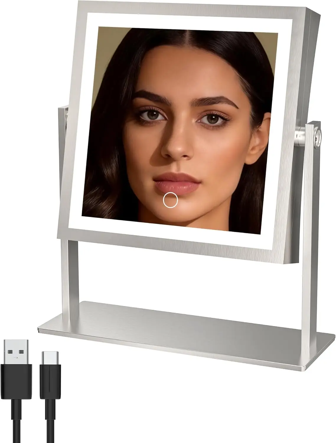 Rechargeable Vanity Mirror with Lights, 4000mAh, 1X/10X Magnification, 3 Color Modes, Dimmable, 360° Rotation for Bedroom Bathroom
