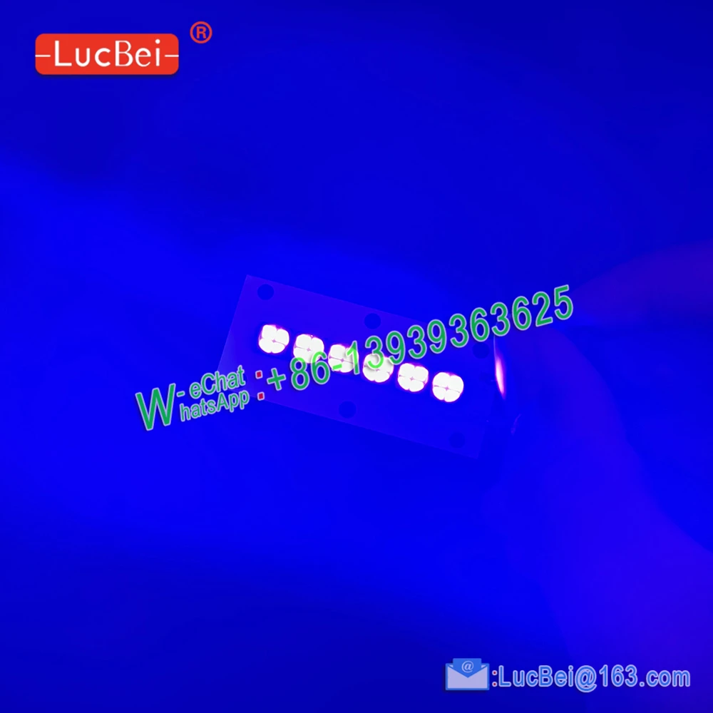 365NM UV LED 구리 기판 모듈, 평판 프린터 가구 잉크 바니시 베이킹 건식 경화 램프 6565 395NM 칩 55*25 Mm