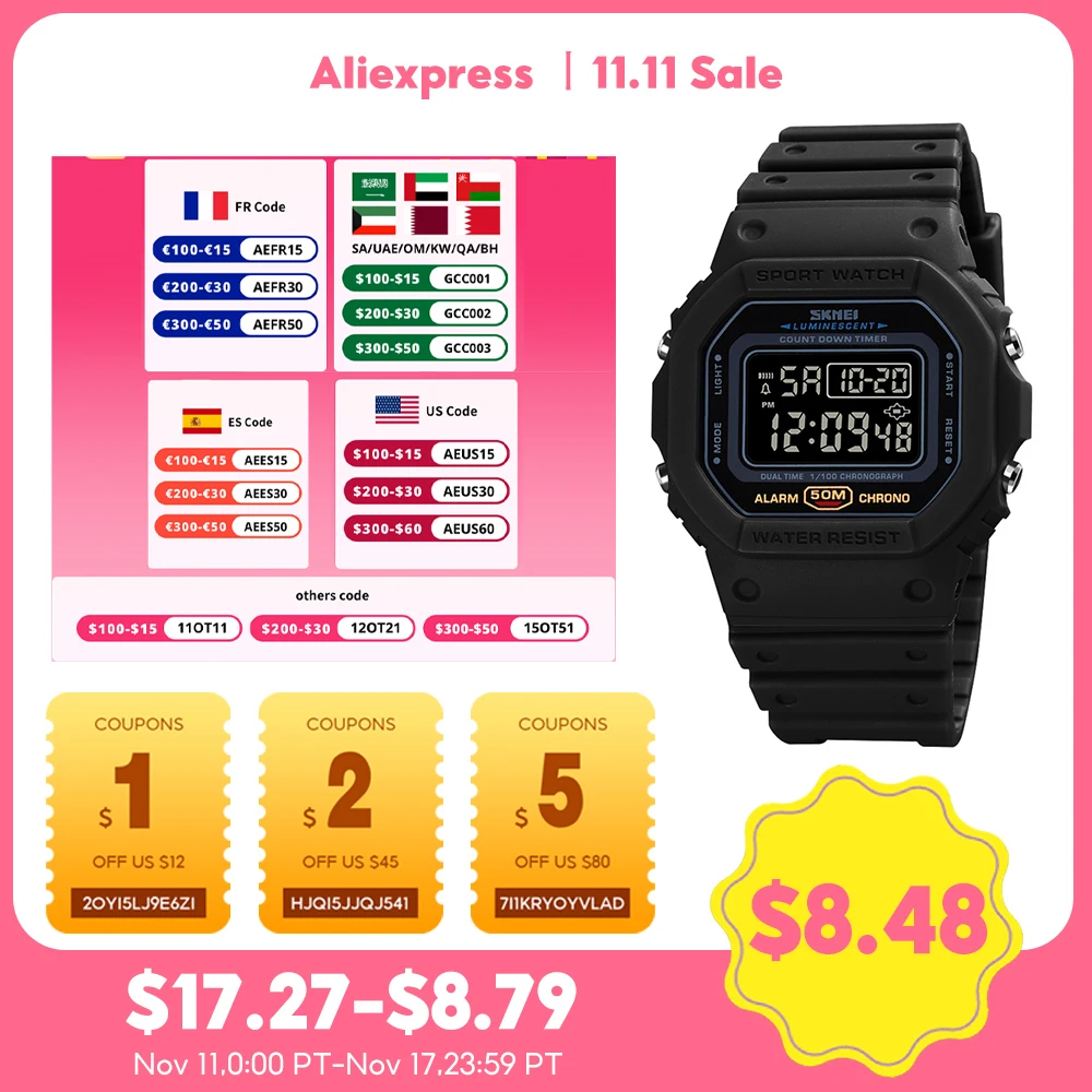 Men's Digital Sport Watch with Dual Time