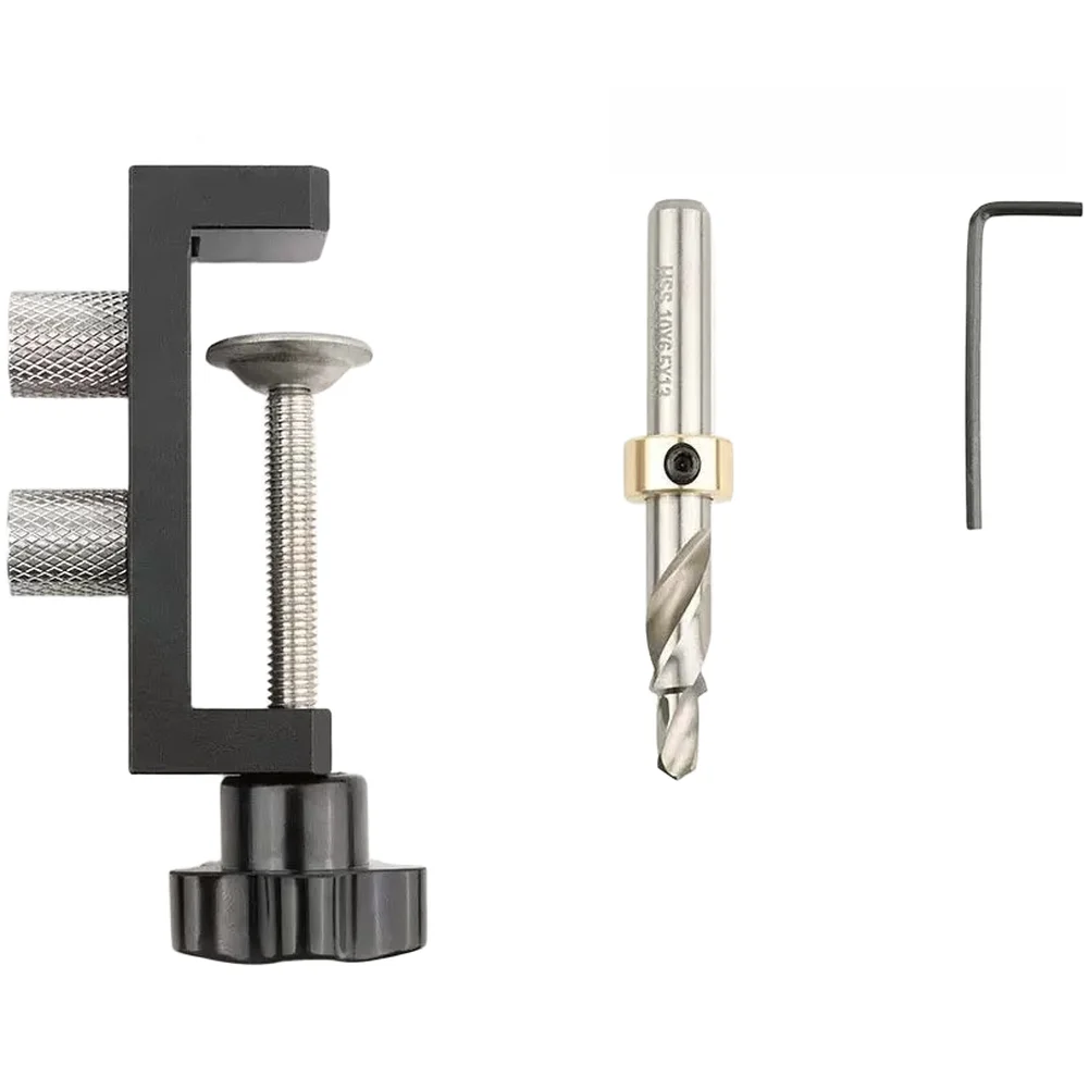 Precision T-Slot Drilling Jig for 2020 2040 3030 3060 Aluminum Profiles with M6 Countersink Drill and Limit Ring Wrench