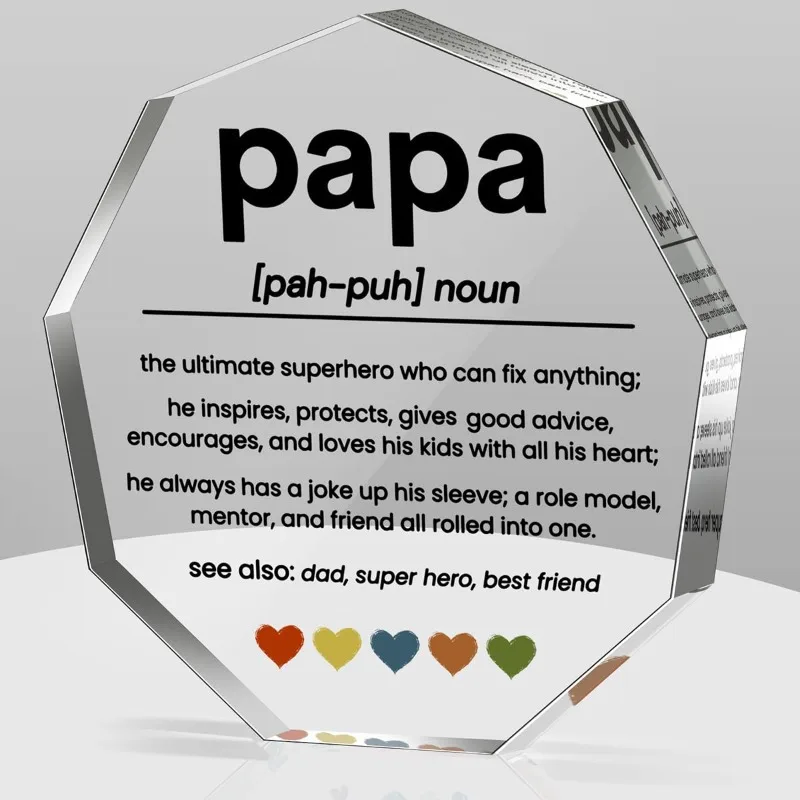 1pc Grandpa Papa Gifts Acrylic Decorative Signs Plaques, Thank You Gift For Papa Best Ever Gift/Birthday/Christmas Gifts For