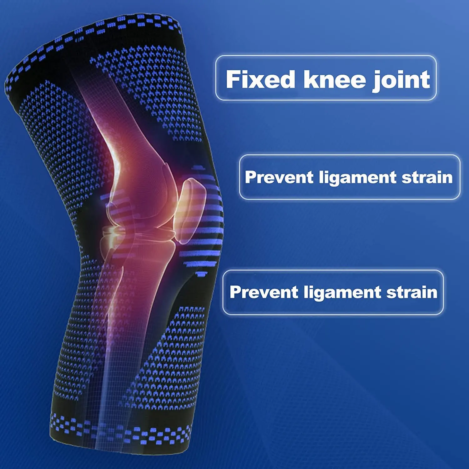 1 Stück Kniebandage, Kompressionsmanschette mit Seitenstabilisatoren und Patella-Gel für Knieschmerzen, Meniskusriss, ACL-Verletzungserkennung – Detail 6