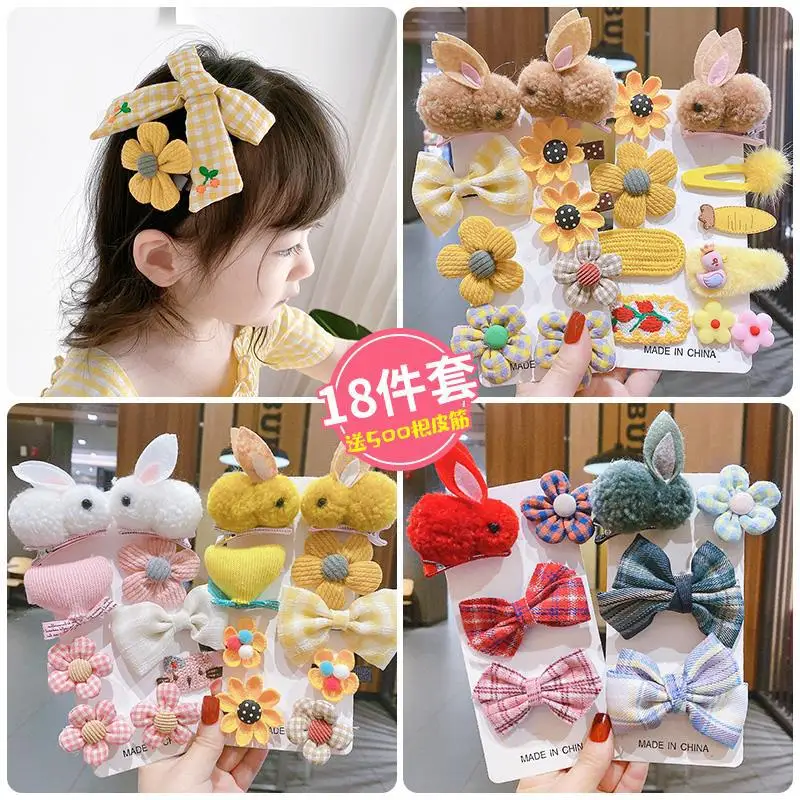 Kids Hair Clips Rabbit Flower Hairpins for Children Baby Handmade Cute Teen Girls Hair Accessories Cloth Barrettes Hairclip