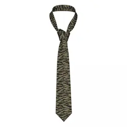 Classic Tiger Stripe Camo Necktie for Men Custom Silk Military Tactical Camouflage Business Tie