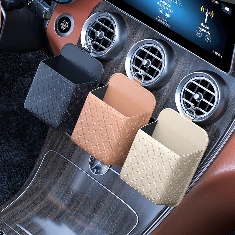 Vehicle Console Holder Car Vent Storage Bag For Luxury Interior Upgrade Black Clutter Eliminating High Toughness