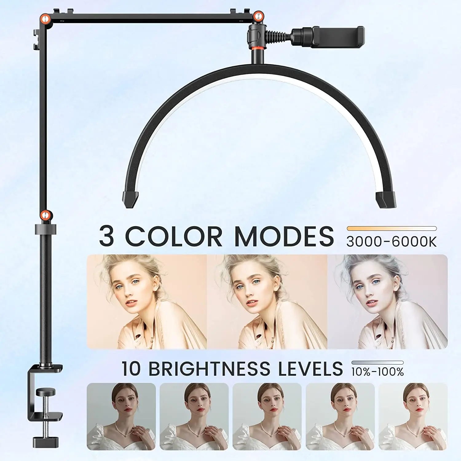 Eyelash lighting Semi-Permanent Ring Light Beauty Table Clamp Cradle Makeup Tattoo Salon Nail Extensions Half Moon Lamp