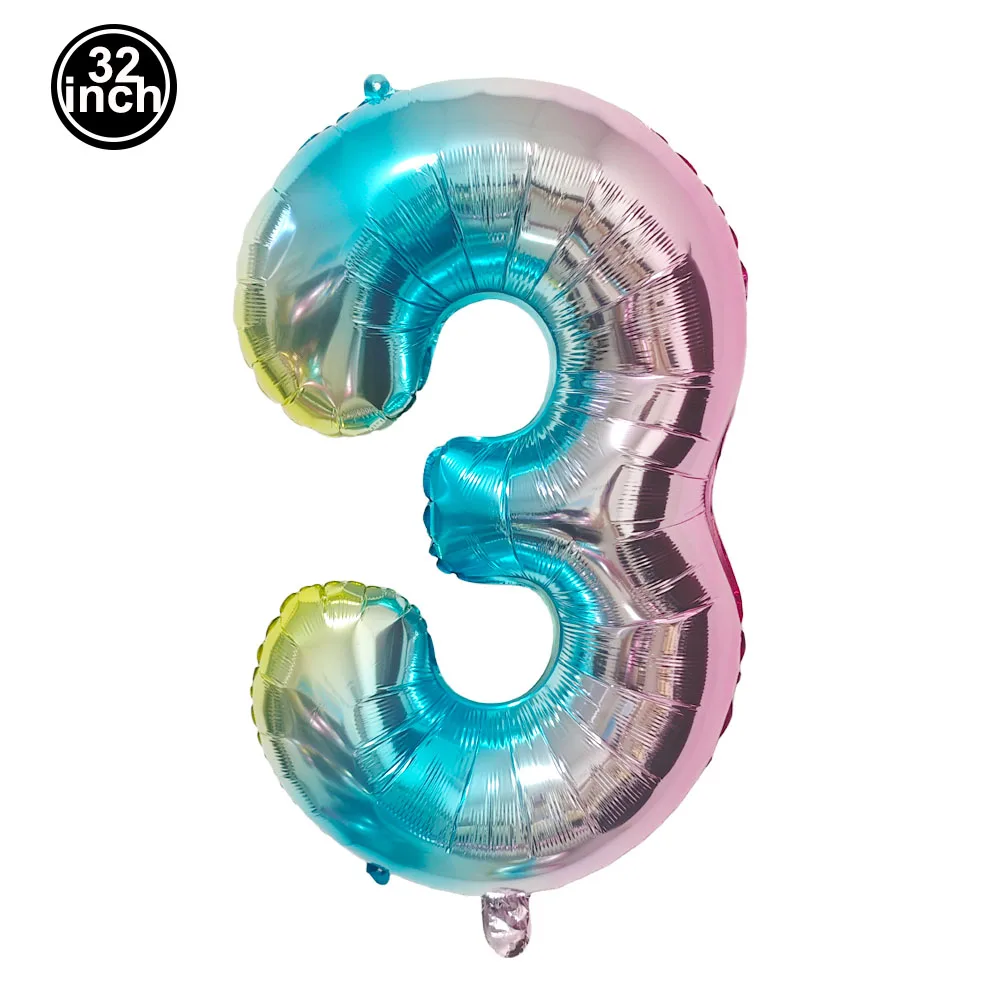 32 بوصة التدرج الوردي 0-9 عدد بالونات الفتيات حفلة عيد ميلاد الزفاف استحمام الطفل لوازم الديكور بالونات رقمية #6