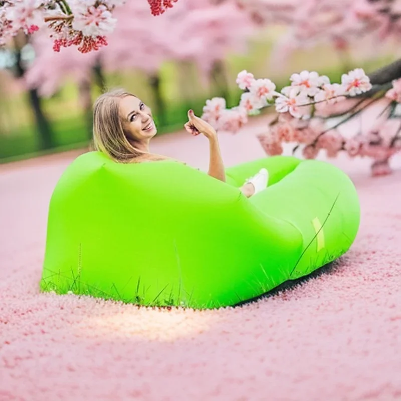 التخييم المحمولة أريكة قابلة للنفخ في الهواء الطلق المحمولة كسول أريكة قابلة للنفخ، المياه الشاطئ العشب بارك التخييم، سرير هوائي قابل للطي 2