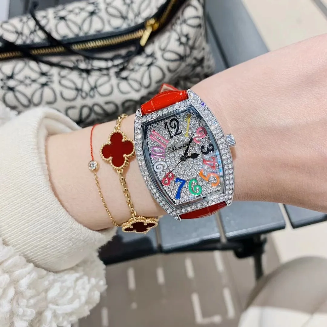 Candy Colors PU Leather Strap Watches for Women Pretty Colorful Numbers Girls Students Wrist watch Quartz Analog Clocks 3ATM