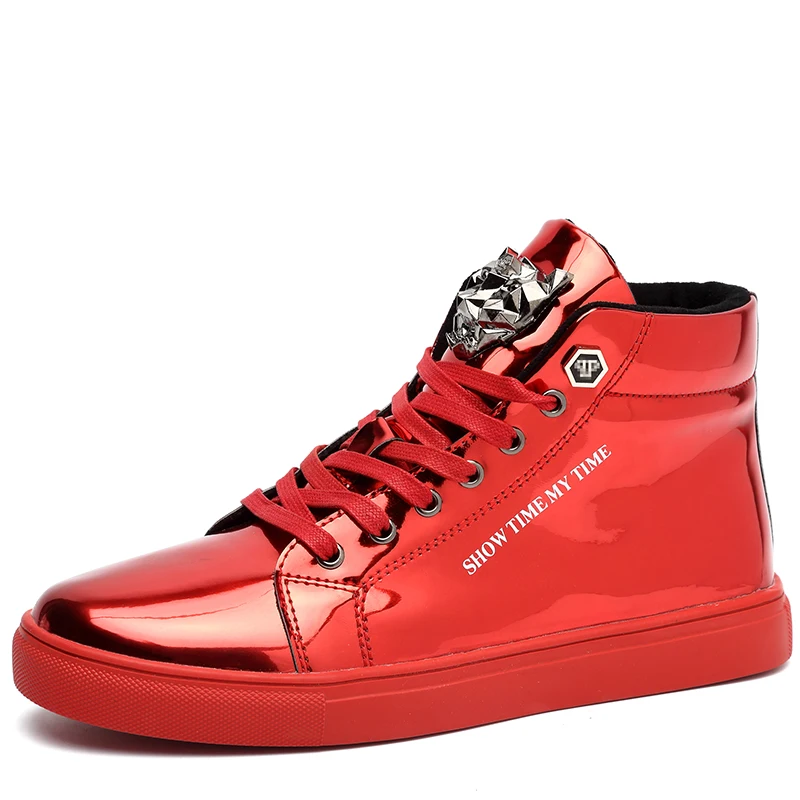 Red Luxury Mens Casual Shoes Men High-top Man Sneakers Shoes for Men Hip Hop Men‘s Skateboard Male Shoes Designer Footwear