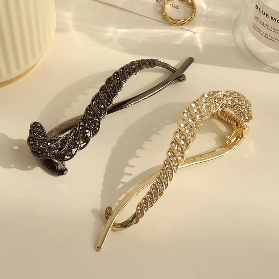 1/3pcsHigh-quality metal diamond slotted clip, figure 8 twist clip, back of the head plate, hairpin, temperament hair ornament